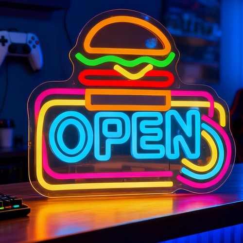 Hamburger open enseigne - hamburger, néon