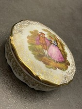 L&D?? Candy Jar Jewelry Box Porcelain Limoges Fragonard France Antique Gold