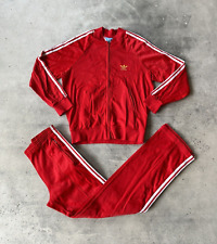 VINTAGE ADIDAS ATP  1970-1980s RED TRACKSUIT NYLON VENTEX JACKET & PANTS SIZE S