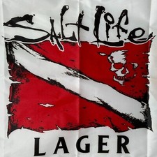 Salt Life 34.5x23 Dive Skull Lager Flag Banner Mancave Decor Nautical Beach Bar