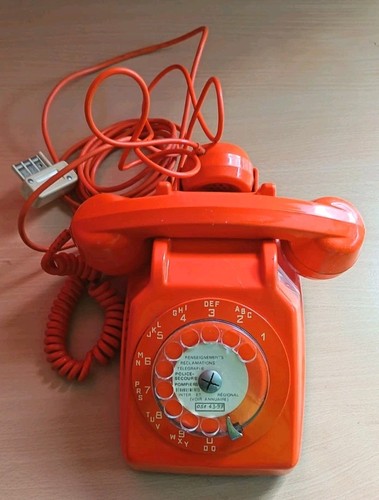 Telephone orange cadran - telephone,