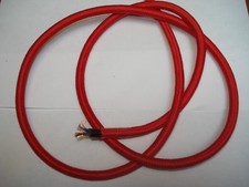 fil électrique câble rond gainé textile ROUGE (lot de 1,5 m) 2 x 0,75 mm2 