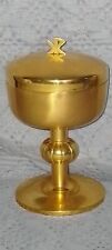 Ciboire  laiton doré et vermeil/H.17,5 cm/469gr/religieux/messe/vase sacré/croix