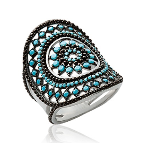 Bague large pierres - bague, turquoises