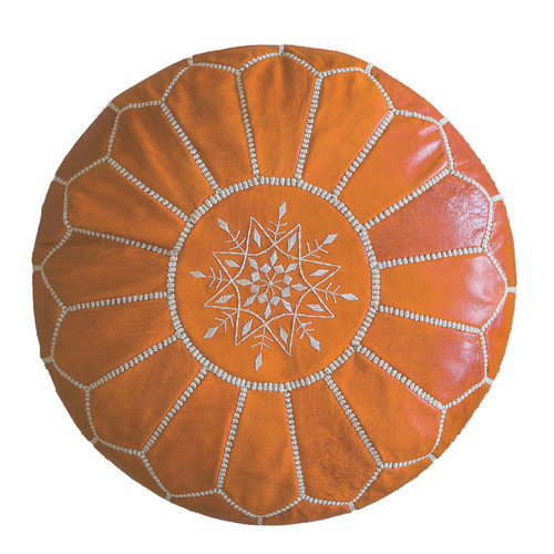 Moroccan leather pouf - moroccan,