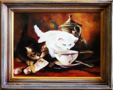 Peinture À L'huile Peinte À La Main Signée Pour Mur 47x37cm