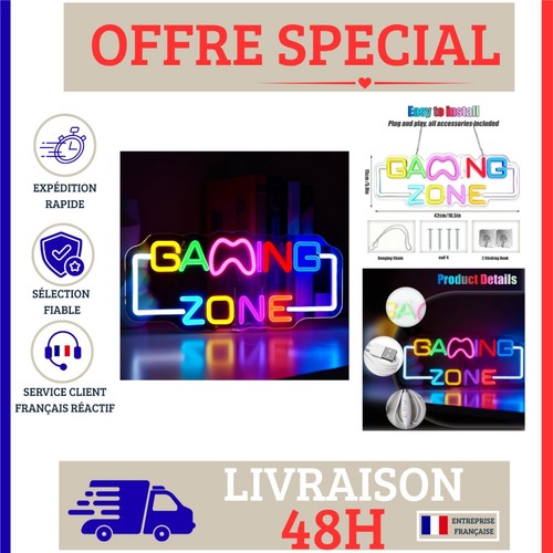 Panneau néon led gaming zone - gaming,