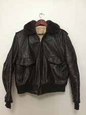 Vintage Schott Bros. NYC Brown Leather Flight Bomber Jacket Size 44