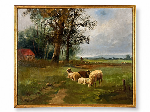 Tableau ancien paysage arboré