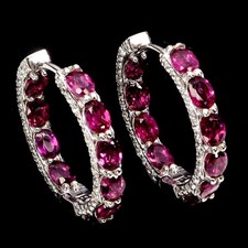 925 Argent Sterling Boucles Ovale Grenade Rhodolite 4x3mm Précieuse Bijoux