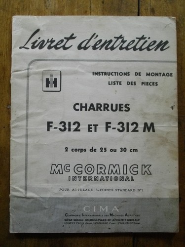 Mccormick charrues 312 - ih, f-312