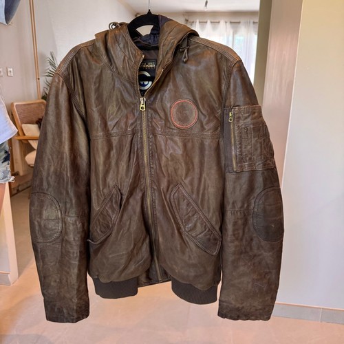 Blouson cuir marron - blouson, en