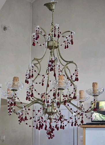 Lustre pampilles perles - pampilles, rouges