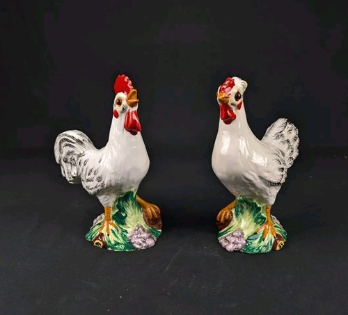 Couple coq poule céramique - coq,