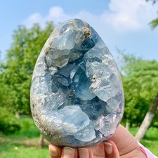 3.14LB Natural Blue Celestite Geode Quartz Crystal Mineral Specimen Healing