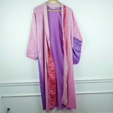 Fernando Sanchez Robe Vintage 70s Satin Moire Pink Purple Lounge Kimono Glam