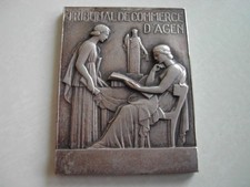 Plaque bronze - JUSTICE - Tribunal de commerce d'Agen par VERNON - 1931