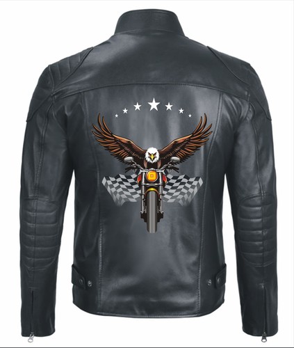 Veste cuir moto motard - cuir,