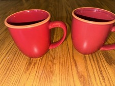 2 Bobby Flay RED Plancha Mug 4 3/8" Tall 14 oz. Chef