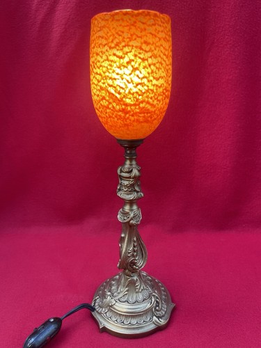 Lampe ancienne bronze tulipe - &,