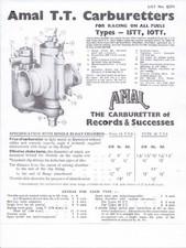 Amal Tt Carburateur 10TT 15TT Parties Liste, Tuning, Réparation Guide, 8 Pages -