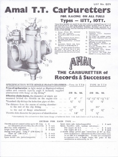 Amal carburateur 10tt 15tt - amal,