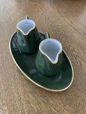 Pots à lait avec grande soucoupe en porcelaine par Apilco, Chauvigny