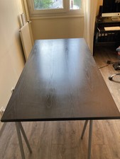 Bureau table plateau bois noir