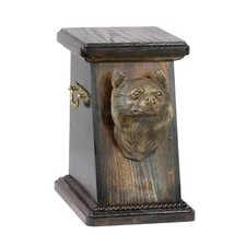 Urne En Bois Chihuahua À Poil Long Avec Chien Art-Dog