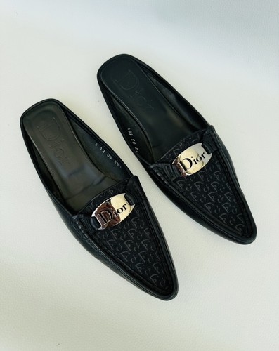 Mules loafers cuir - /toile, logo