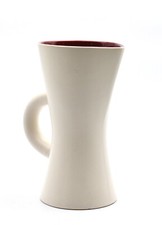 Saint Clement diabolo ceramic pitcher white red 1950s French pitcher 