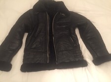 Vrai peau de mouton noir veste