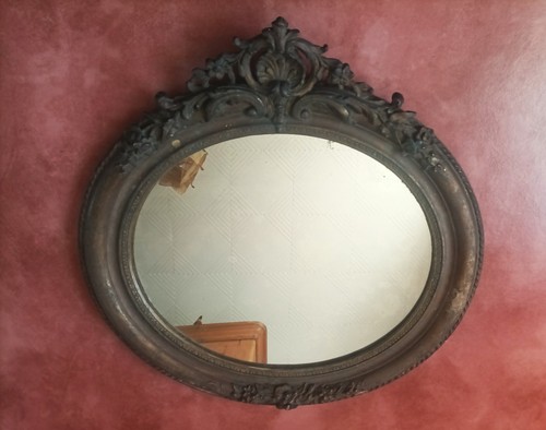 Important miroir oval mural - , et