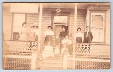 c1918 RPPC of Family on Porch Printed on Solio Paper Francis Blake & Co