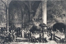 Eugene ISABEY Drypoint Monastery Lunch by P Fritel c 1910 