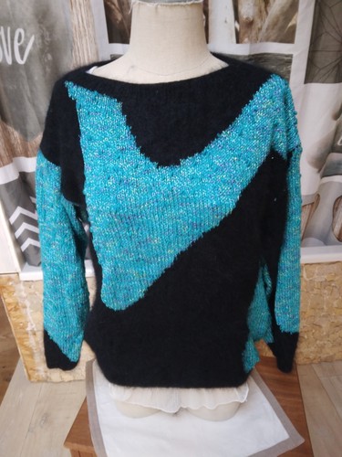 Pull angora noir vert - pull, et