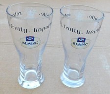 Pair of Kronenbourg 1664 Blanc White Beer Half Pint Glasses with Gov. Stamp.