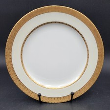 7 Antique c.1917 Minton For Tiffany New York Gold Encrusted Creme Dinner Plates