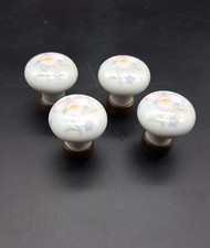 Ancien Bouton porcelaine tiroir poignée placard meuble Fleur Lot de 4
