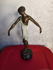 antique art deco bronze sculpture statue hands down women by Fayral