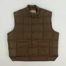 VTG SCHOTT Goose Down Quilted Puffer Vest Gilet Jacket Olive Size XL 80s