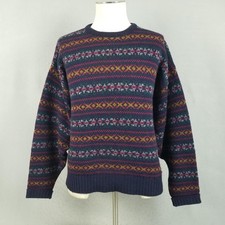 Vintage L.L.Bean Sweater Mens Large Shetland Wool Made in Scotland Fair Isle