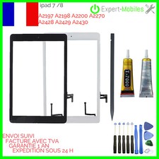 Vitre écran tactile iPad 7 8 + BOUTON HOME MODELE A2197 A2198 A2200 + ADHESIF