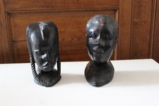 Lot 2 bustes africains bois