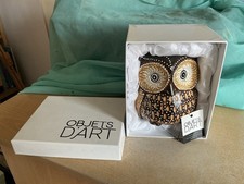 Wooden Owl boxed Objets D'Art hand made and painted 12cm