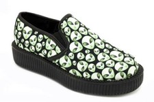 T. U. K.V9058 Tuk Viva Rond Bas à Enfiler Creeper Blanc Noir Alien Imprimé