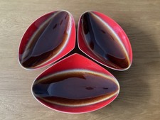 3 coupelles Verceram en céramique rouge et marron - années 50-60