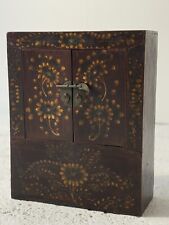 Antique Black Lacquer Chest with Hand Painted Patterns - Small Furniture