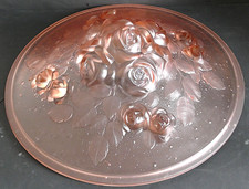 Grande Vasque Art Deco bouquet de roses Verre pressé Muller pour lustre lampe