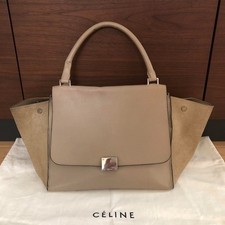 Sac à bandoulière 2 voies en cuir CELINE Trapèze Phoebe Philo Era couleur bei...